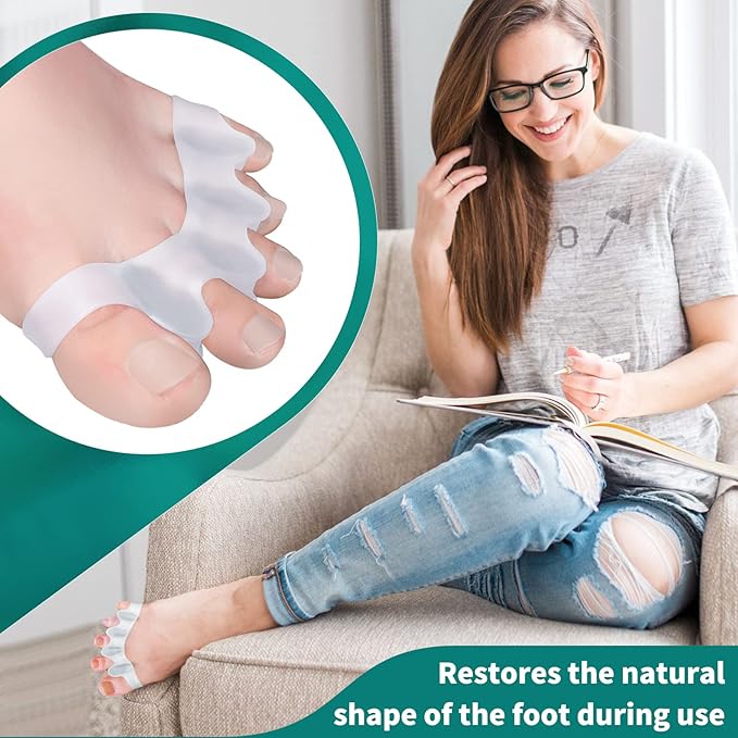 Pack of 10 Toe Separator, Silicone Toe Spacers for Correct Toe Alignment, Toe Spreader for Bunions Correct, Restore Overlapping Toes to Original Shape(Size: XL)