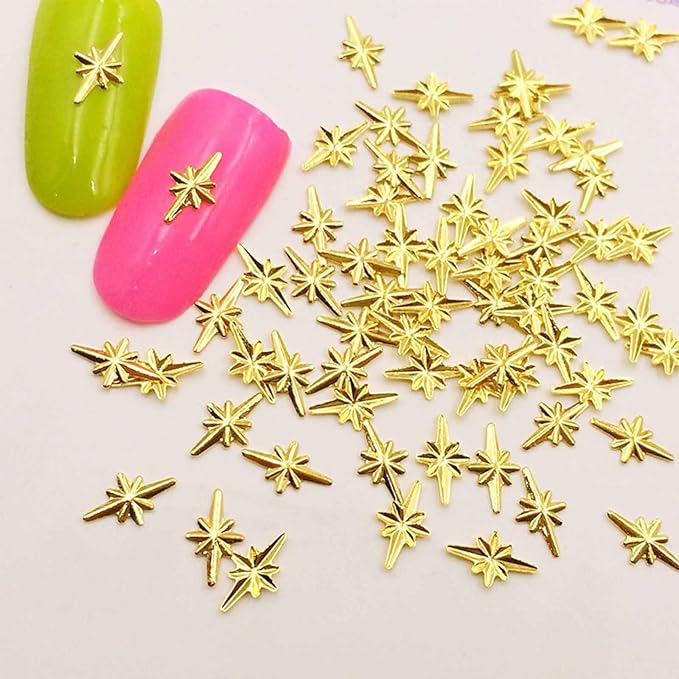 1000Pcs Mini Star Nail Art Charms Cute 3D Alloy Gold Star Nail Charms Metallic Retro Gold Cross Stars Nail Gems Nail Jewelry Nail Diamonds for Women Girls Acrylic Nails DIY Nail Art Decor