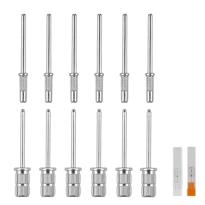 12 Pack Mandrel Nail Drill Bits, 3/32 Inch Shank Electric File Mandrel Bit Heads for Acrylic Nails, Manicure and Pedicure Drill Tools for Home Salon and Spa Nail Machines (3.1mm & 6mm)