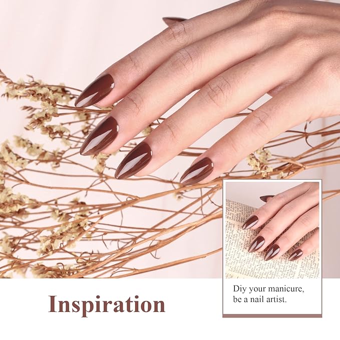 Imtiti Gel Nail Polish,1 Pcs 0.5 Fl Oz Coffee Brown Gel Polish No Need Base and Top Coat 3 in i One Step Gel Nail Polish Kit, Soak Off LED U V Nail Gel Polish Nail Art Starter Manicure Salon Gel Nail Kit for Women Girls
