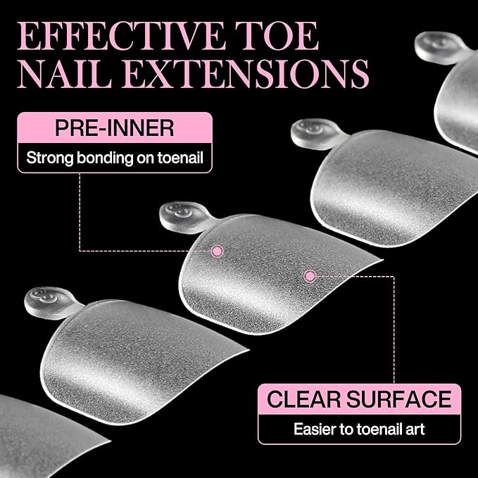Square Toe Nail Tips, 240pcs Press On Toenails for Women Full Matte Wider Toe Nail Tips, 12 Size Full Cover Short Fake Toenail for Big Toe Nail Extensions Home DIY Nail Salon Soak Off