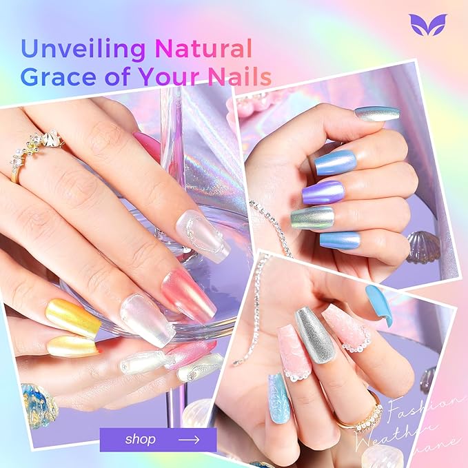 Morovan Pearl Nail Polish Set: Ombre Shimmer Glitter Sparkle Aurora Iridescent Blue Purple Yellow Green Mermaid Quick Dry Fingernail Polish Kit 2025 Nail Art Design Gift for Women Girls