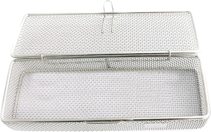 OdontoMed2011 Instrument Tray and Mesh Perforated Baskets Sterilization Tray 9" X 3" X 1" with Lid Stainless Steel, OD2011-DN-312