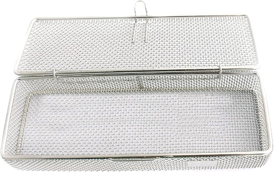 OdontoMed2011 Instrument Tray and Mesh Perforated Baskets Sterilization Tray 9" X 3" X 1" with Lid Stainless Steel, OD2011-DN-312