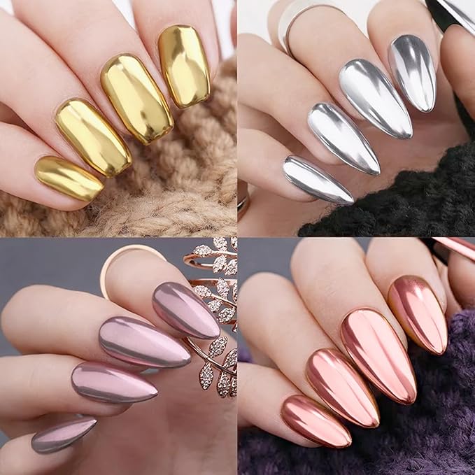 Chrome Nail Powder,24Colors Aurora Chrome Powder Mirror Luster Effect Charm Chrome Nail Powder Kit for Gel Nails,Chrome Powder for Acrylic Nails