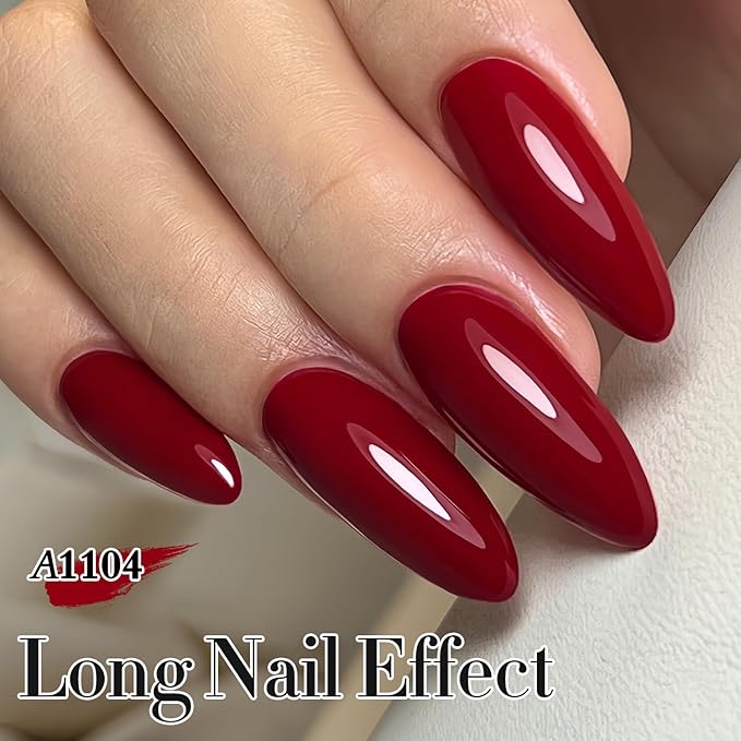 Double Rhythm Gel Polish 15ML Jelly Sheer Pastel Light Milky Color Pearl White Bottle 1 PC 0.5 OZ Full Size Nail Art Salon at Home (Blood Red -D1104)