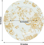 Efavormart 6 Pack White Gold Floral Acrylic Charger Plates in French Toile - Image 2