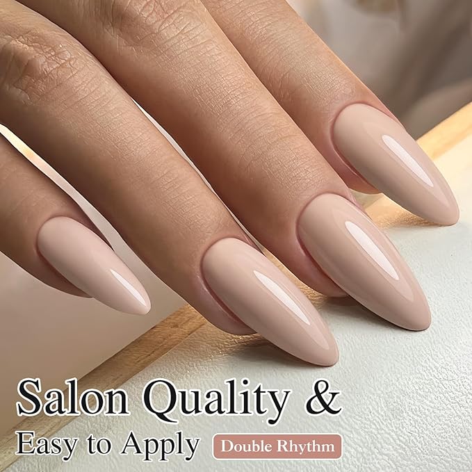 Double Rhythm Gel Polish 15ML Jelly Sheer Pastel Light Milky Color Pearl White Bottle 1 PC 0.5 OZ Full Size Nail Art Salon at Home (Neutral Nude-D1333)