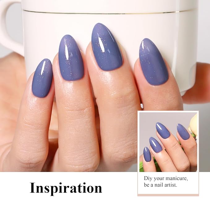 Imtiti Glitter Gel Nail Polish, 0.5 Fl Oz Blue Glitter Gel Polish Soak Off LED U V Gold Shimmer Sparkle Nail Gel Polish DIY Nail Art Starter Manicure Salon Gel Nail Polish Kit