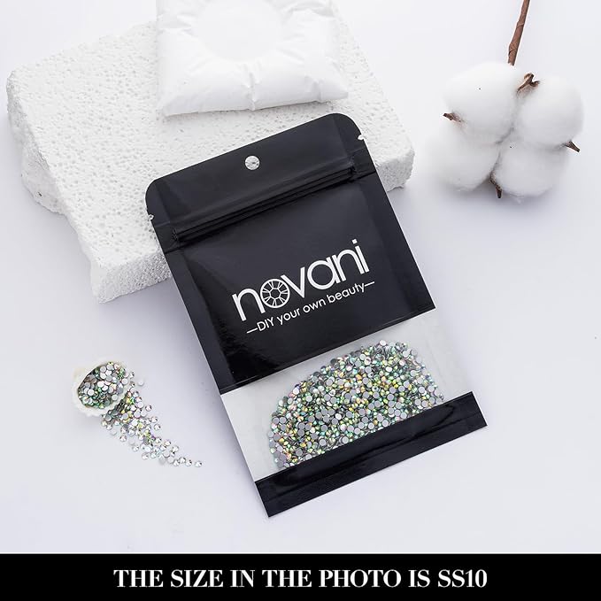 Novani 3000 Pieces Flatback Rhinestones Glass Round Gems AB Crystals for Nail Art DIY Crafts Clothes Shoes,SS10,2.7-2.9mm