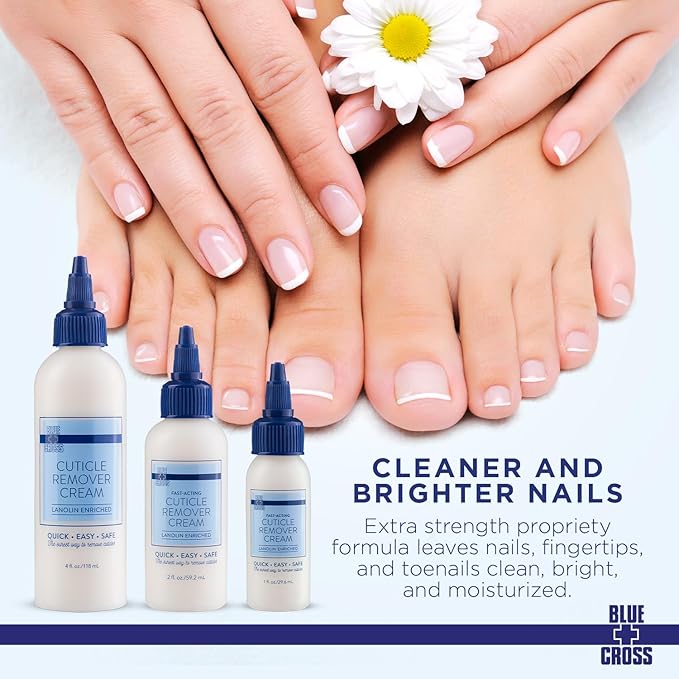Blue Cross Ultimate Nail Care Bundle - 2oz Cuticle Remover + Softener Cream, 0.5oz Yello Out Yellow Neutralizing Basecoat + 0.5oz Nourishing Cuticle + Nail Oil, 3 Pack Bundle