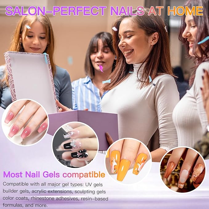 Wisdompark UV LED Nail Lamp 280W, UV Light for Gel Nails with 66Pcs Lamp Beads and Automatic Sensor/4 Timer Settings Professional Nail Dryer for Gel Polish Manicure Art Tools for Home Salon