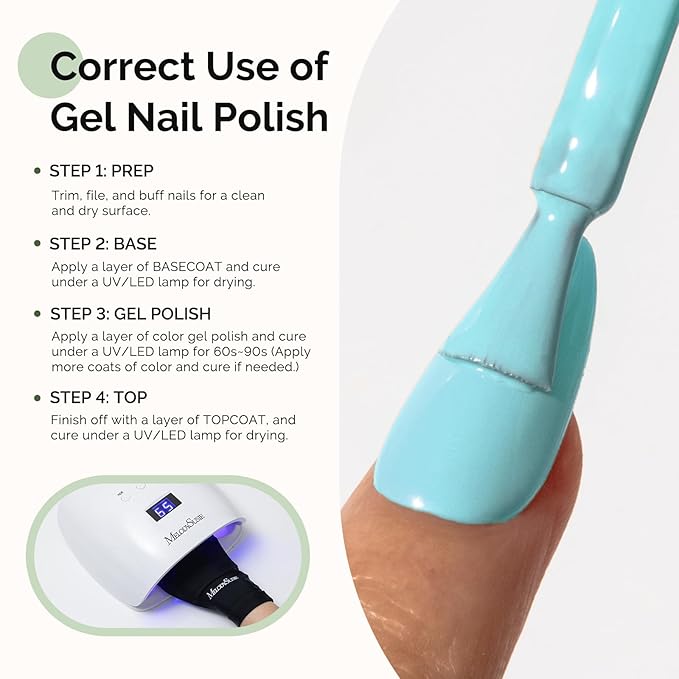 MelodySusie Hema Free Gel Nail Polish, 0.5 Fl Oz Thick Cyan Blue Gel Polish, Non-Toxic, Long Lasting, Soak Off UV Nail Polish, Manicure Nail Design Salon DIY Nail Art at Home K0726