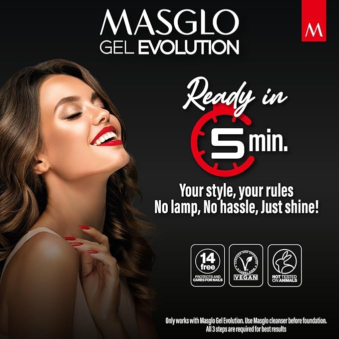 MASGLO Gel Evolution Nail Polish World of Love Set 3 PCs Shades of Differents Color - No U/V Lamp, Duration Up to 12 days