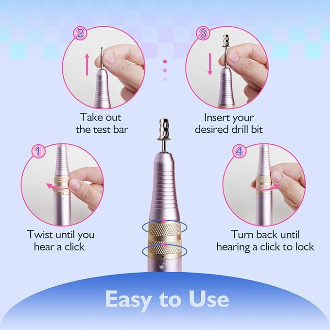 Goodoo Portable Nail Drill Electric File, Professional Rechargeable Nail Drill 35000 RPM with LCD Display for Acrylic Gel Nail, Manicure Pedicure Polishing Nail Grinder for Salon Home Use