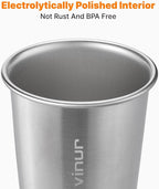 VINUR Stainless Steel Cups-20 oz Stackable Metal Drinking Glasses 4 Pcs | 20 oz - Image 5