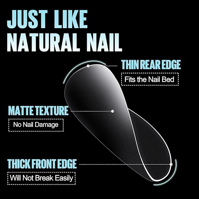 TOMICCA Short Almond Nail Tips, 360Pcs Full Cover Double Sided Matte Gel Nails,15 Sizes Acrylic Short Fake Nails for Nail Extensions Home Diy Salon