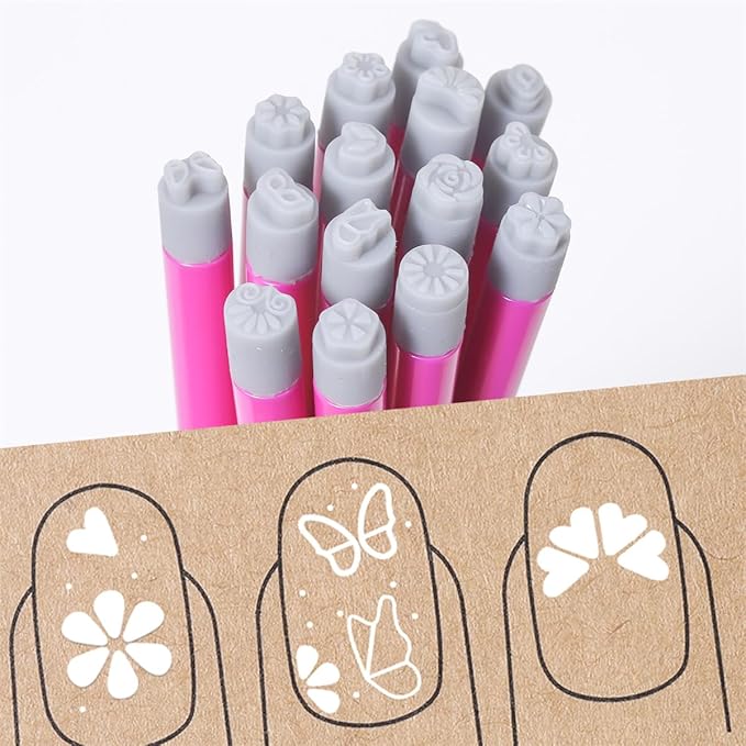 Nail Art Stamping Pen Set – Floral Nail Design Tools for Women and Girl, DIY Nail Doodles Kit – for Party and Homes Manicures – Available in 4, 6, 10, or 15 Pens (10 Pcs nail pen)