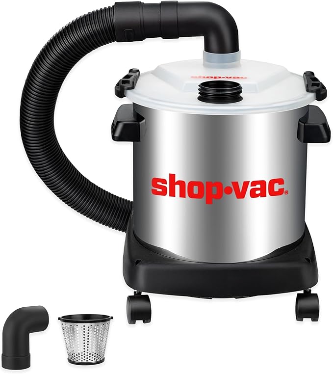 Shop-Vac Dust Collector with 5 Gallon Stainless Steel Tank, Movable Bucket for Woodworking, Easy Disposal of Dust & Debris, Prolong Filters Life, Elbow Fittings, 2-1/2" Hose and Filter Included