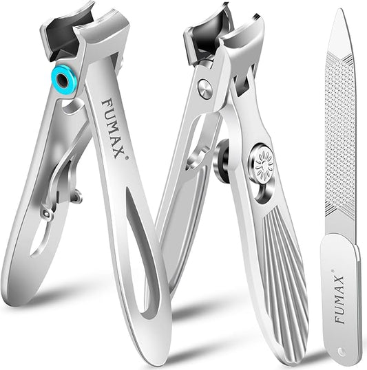 Nail Clippers for Men Thick Nails with Catcher, Large Toe Nail Clippers for Thick Toenails for Seniors with Wide Jaw Opening, Sharp Fingernail Clipper Cutter Set with Long Handle Gifts for Men Women