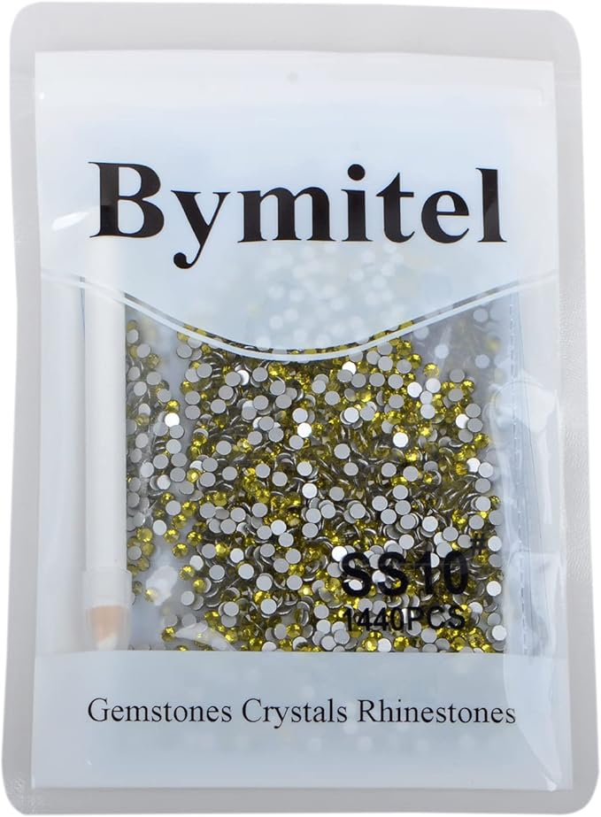 2880PCS Art Nail Rhinestones Non Hotfix Glue Fix Round Crystals Glass Flatback for DIY Jewelry Making with one Picking Pen (ss10 2880pcs, Olivine)
