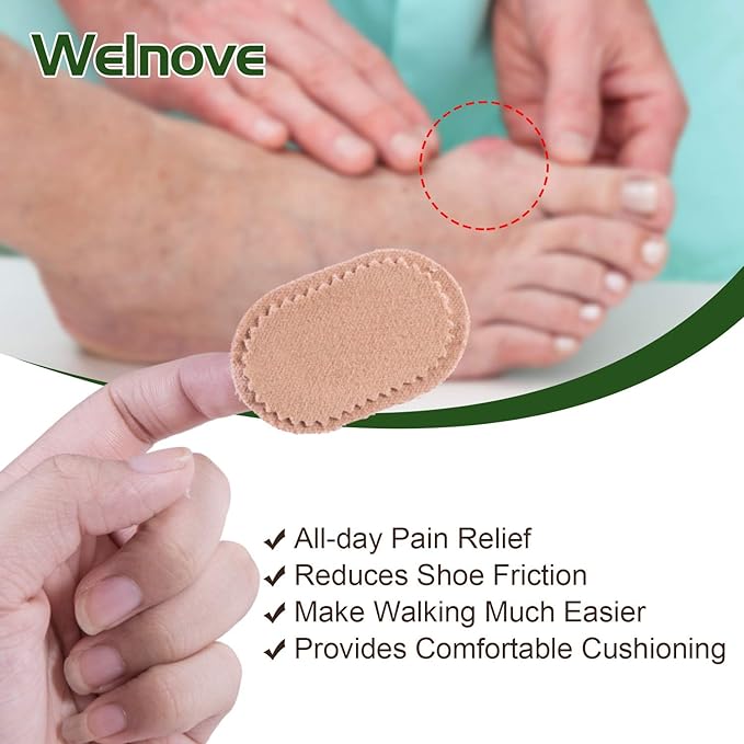 Welnove 36 CT Bunion Cushions Pad - Fabric Toe and Foot Bunion Protector Pads, Bunion Relief Pads for Reduce Rubbing, Callus, Chafing, Friction -Strong Adhesive Stay in Place