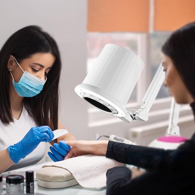 80W Industrial Nail Dust Collector, Adjustable 5000Pa Suction&3000lm Light,Comes With Two Replacement Filter And Universal Table Mount clamp, Low Noise Vacuum Fan for Polishing &Salon. (3000PA)