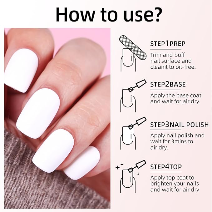 Major Dijit Matte Nail Polish Air Dry Nail Art Varnish (White, 10 ML)