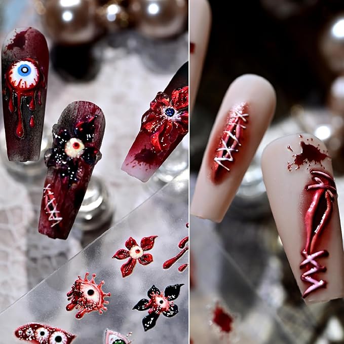 2pcs Halloween Nail Stickers for Art Gothic Punk Nail Stickers