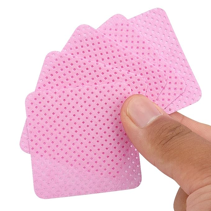 Lint Free Nail Wipes, 1200Pcs Pink Eyelash Extension Glue Cleaning Wipes, Absorbent Soft Non-Woven Fabric Gel Nail Polish Remover Pads, No Lint Nail Cotton Pads for Eyelash Extensions Nails Lash Glue