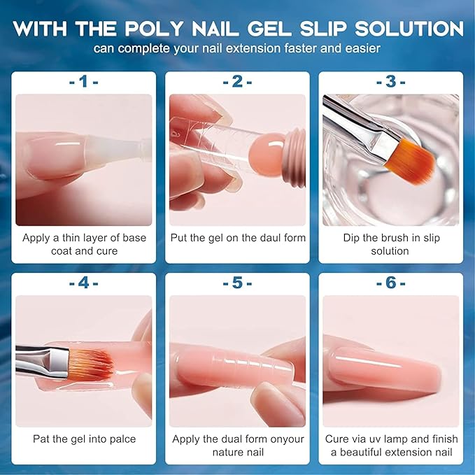 Slip Solution For Poly Nail Gel 4oz With Dual-Ended Brush Poly Gel Nail Kit Professional Gel Cleanser for UV & LED Gels.Ideal for Nails DIY Beginners