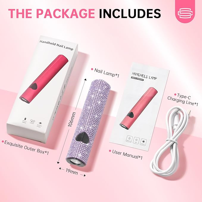 UV Light for Gel Nails, Handheld UV Nail Lamp, Portable LED Nail Lamp, Mini Nail Dryer, USB Nail Light for Fast Curing, Purple