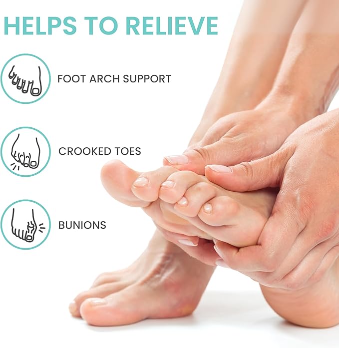 Walkize Toe Separators for Women & Men - Silicone Toe Spacers for Bunion Relief, Foot Pain Relief, Pedicure & Overlapping Toes (Beige)