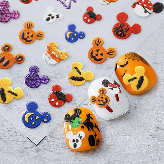 Halloween Nail Stickers for Nail Art - Halloween Cookies 5D Embossed Nail Decals Self-Adhesive Nails Supply Manicure Stickers for Nails Decoration