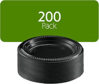 PLASTICPRO 200 PCS Black Plastic Plates Light Weight 7 Inch Plastic Dinner - Image 7