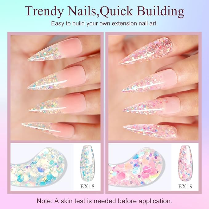 MEET ACROSS Poly Nail Gel 10Pcs Nail Extension Gel Set and Nail Extension Starter Kit for Beginners Nail Art DIY Home Gifts for Women (SET-9, 10pcs)