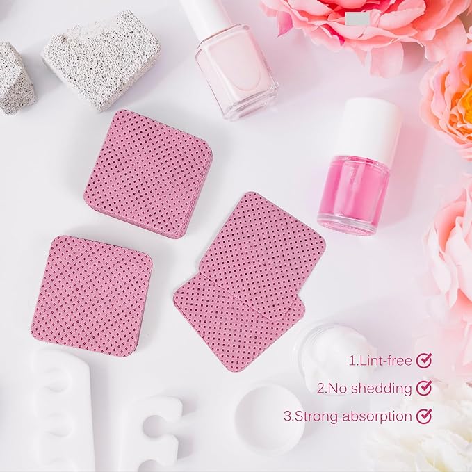 600 Pcs Lint Free Nail Wipes, Non-Woven Nail Polish Remover Pads Nail Polish Wipes for Nail Polish Removal Eyelash Extensions DIY Nail Art Supplies (Pink)