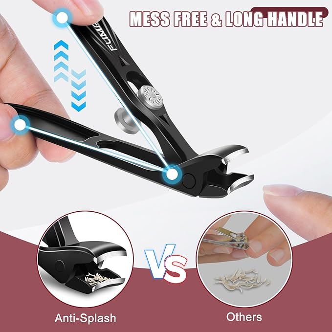 Toenail Clippers for Seniors Thick Toenails with Angled Wide Opening, Large Nail Clippers for Men Thick Nails, Heavy Duty Long Handle Nail Cutter Fingernail Clipper Gifts for Men Women
