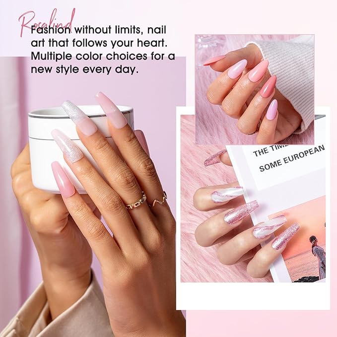 ROSALIND Pink Gel Polish Set, 12 Colors White Pink Purple Glitter Gel Nail Polish Peach Blush Pinks Sparkle Gel Polishes Soak Off Light Purple Gray Spring Romantic Gel Polish Kit