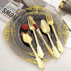 Nervure 175Pcs Black Plastic Plates, Plastic Dinnerware Set - Image 8
