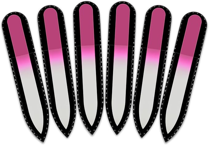 Color Crystal Nail File in Black Pouch - Small/Purse Size - Czech Tempered Glass - Handmade in Czech Republic