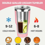 30 oz Tumbler with Lids and Straws, Stainless Steel Insulated Coffee Tumbler - Image 4