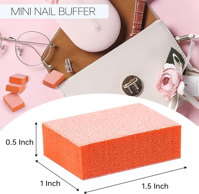 Maryton Mini Nail Buffer Blocks - 80/100 Grit Professional Salon Orange Buffers - Buff Nails Prior to Application of Gel Polish, Acrylic, 50 Count