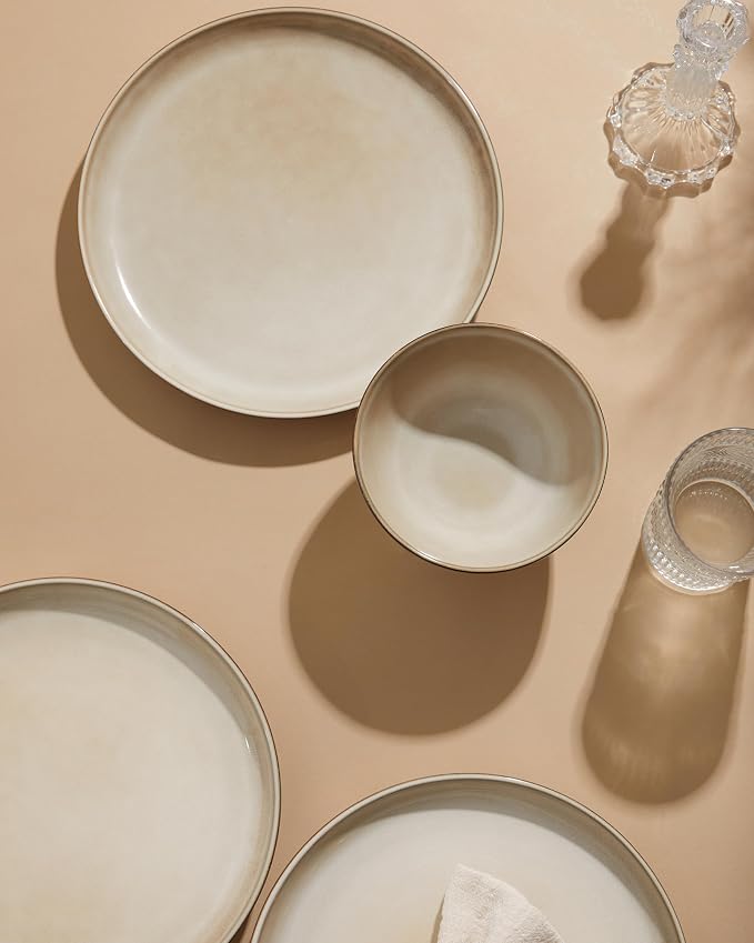 24 Piece Dinnerware Sets for 8, Modern Stoneware Plates and Bowls Setst - Image 7