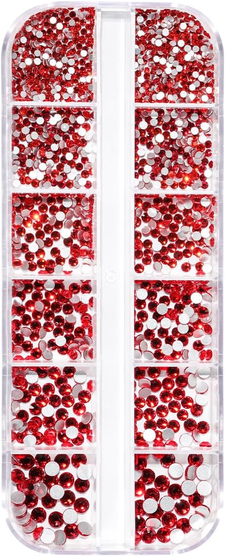 0.8mm Caviar Beads for Nails 6 Sizes Mini Small Stainless Steel Art Decorations Gun Grey Beads DIY Tool Nail Studs Accessories Gold Charms for Nails (Red)