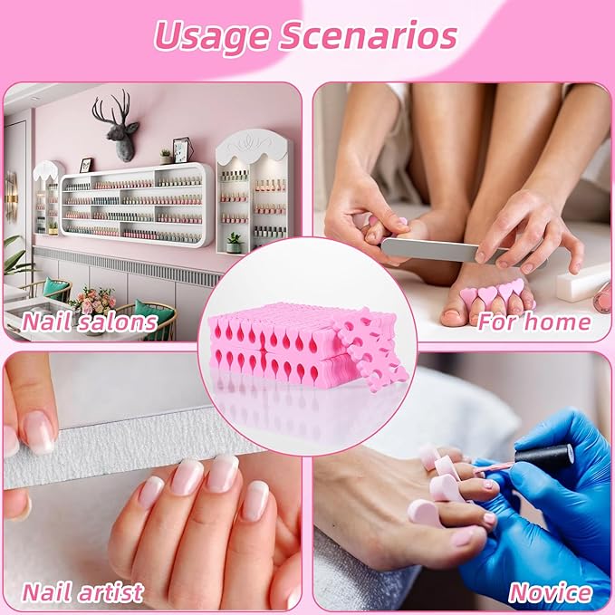 500 Pcs (250 Pairs) Toe Separators Pedicure Tool Kit Soft Toe Spacers for Pedicures Spreaders Finger Dividers for Women Men Feet Nail Toenails Art Painting Polish Spa