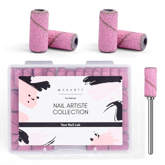 Makartt Sanding Bands for Nail Drill:50 Pcs Small Nail Sanding Files With 2025 Upgrade Design 3.1mm Mandrel Bits,180 Medium Grits (Pink, #180)