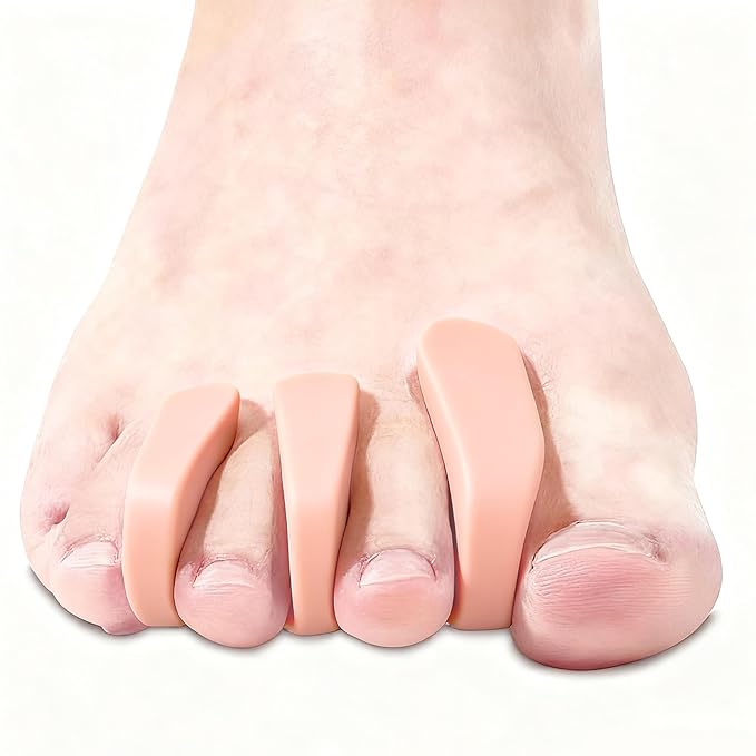 2 Pairs Silicone Toe Separators Toe Spacers for Women Men,Breathable and Soft Options for Pain from Bunions,Plantar Fasciitis, Foot Alignment（Skin Color）