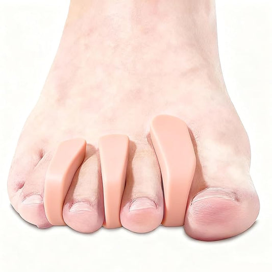 2 Pairs Silicone Toe Separators Toe Spacers for Women Men,Breathable and Soft Options for Pain from Bunions,Plantar Fasciitis, Foot Alignment（Skin Color）
