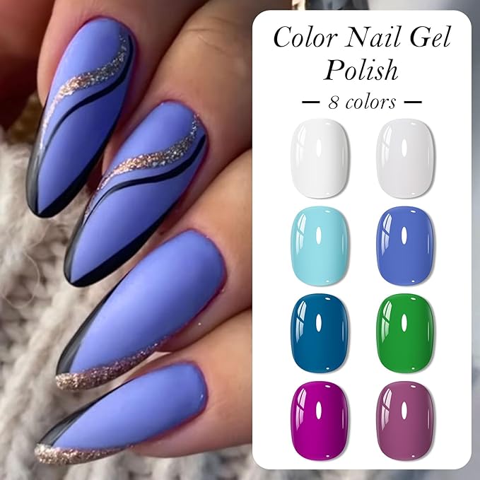 MEET ACROSS 1 Step Gel Polish Set Nail Art Manicure 3 in 1 Gel Kit Soak Off LED Gel Nail Varnishes No Need base gel top coat (Set-4, 8PCS)
